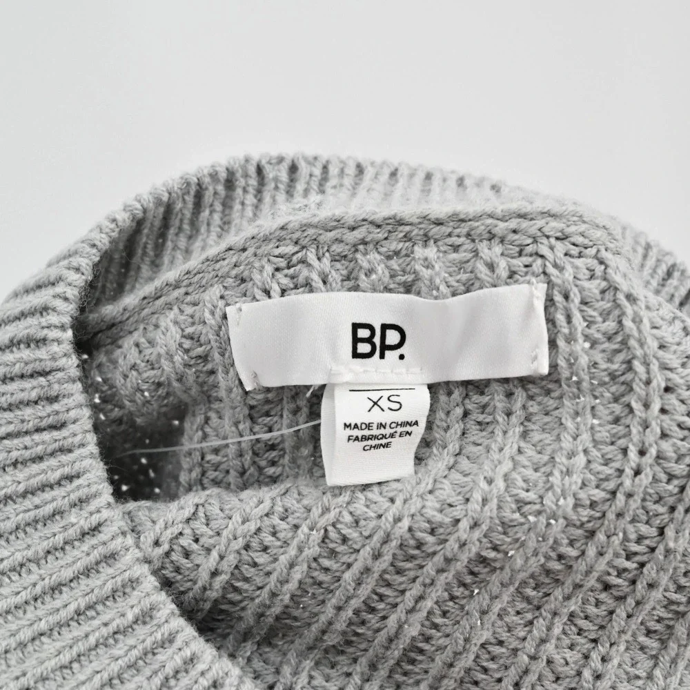 BP Shaker Stitch Crewneck Sweater Womens Size XS Grey Cotton Nordstrom Cozy Chic